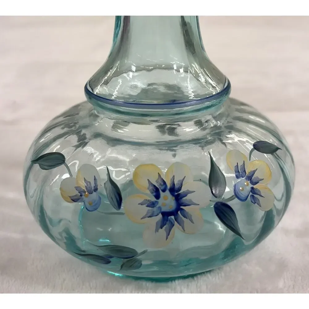 Fenton Vase Cobalt and Aqua Tranquility Hand Painted By DK Brightbill 6.25